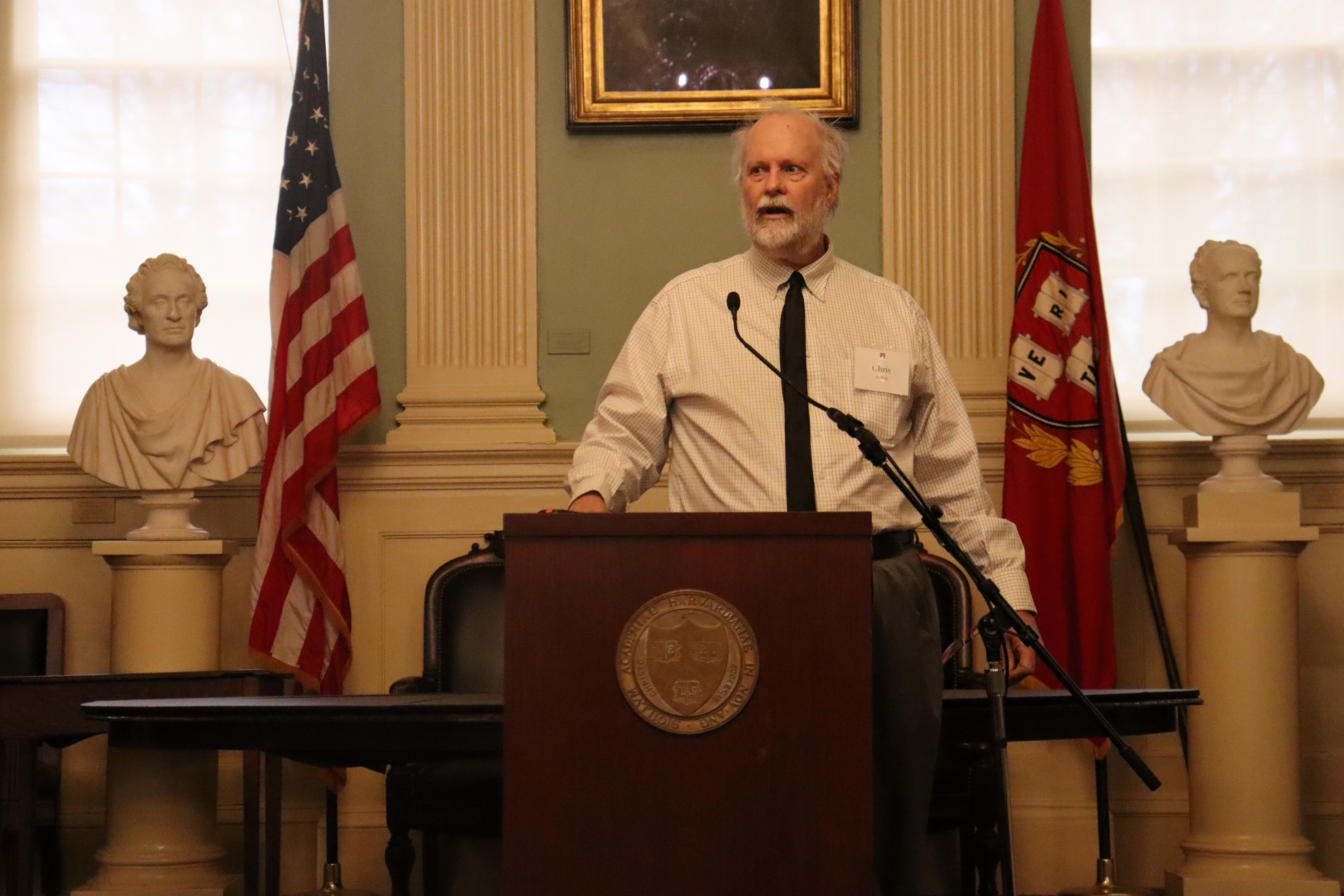 Dean of Science Christopher Stubbs welcomes attendees to the award presentations.