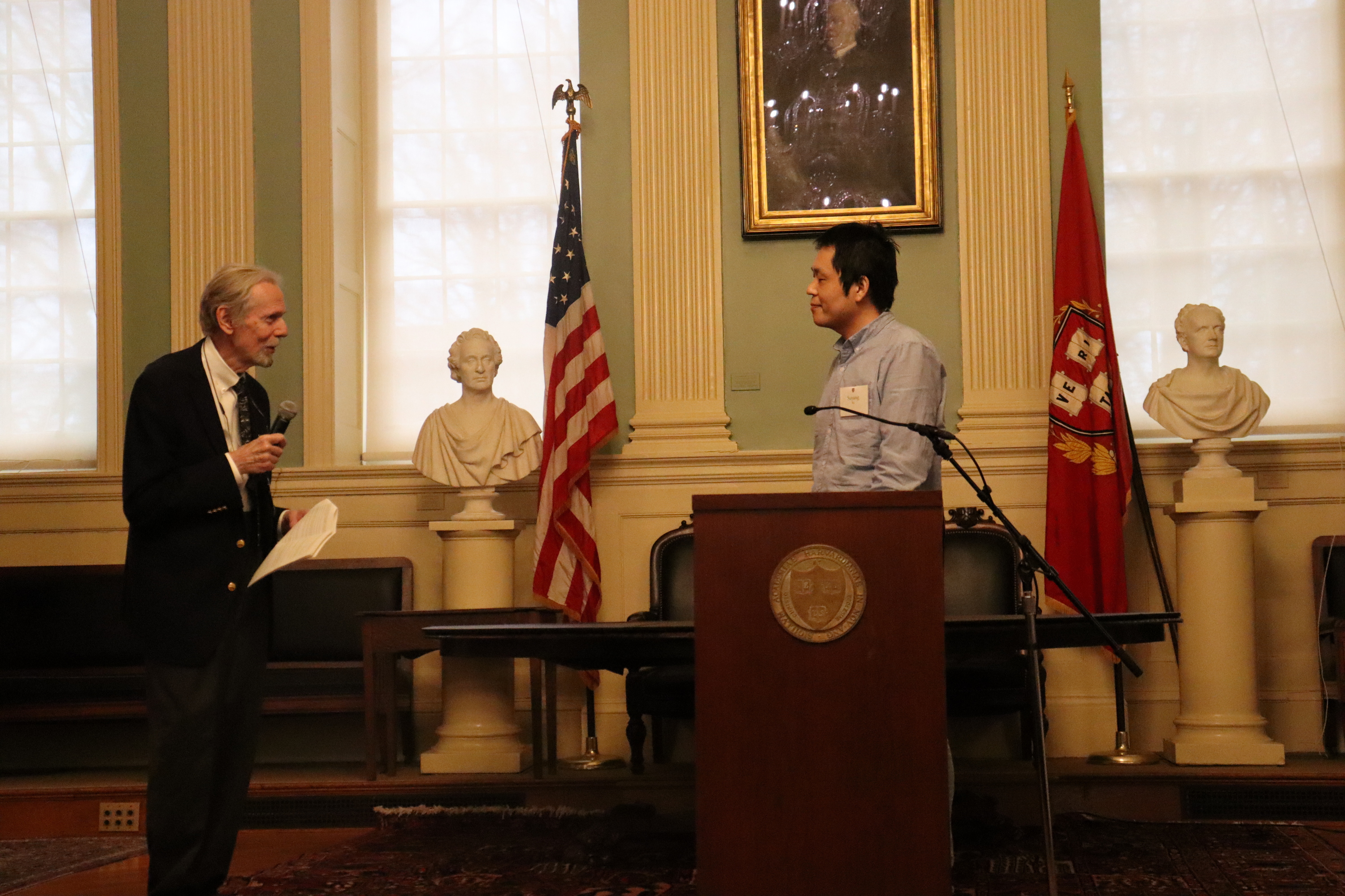 Suyang Xu, Assistant Professor of Chemistry, Faculty of Arts & Sciences, answers an audience question.