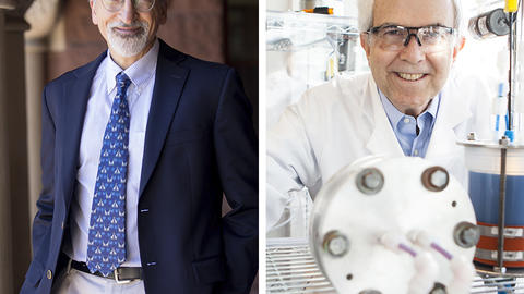 Michael Aziz (left) and Roy Gordon, winners of an Eni Award for Innovation in Energy