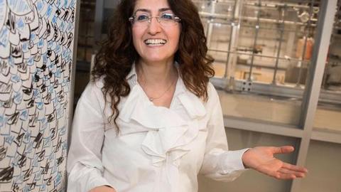 Dilek Dogutan, discussing the energy-saving practices she employs in the Nocera Lab