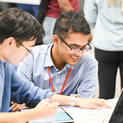 Students help each other during office hours