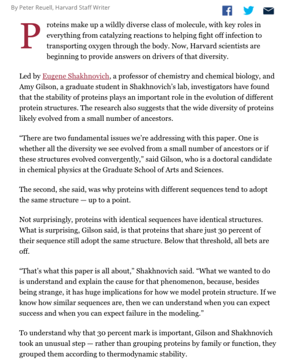 Harvard Gazette: Probing protein diversity