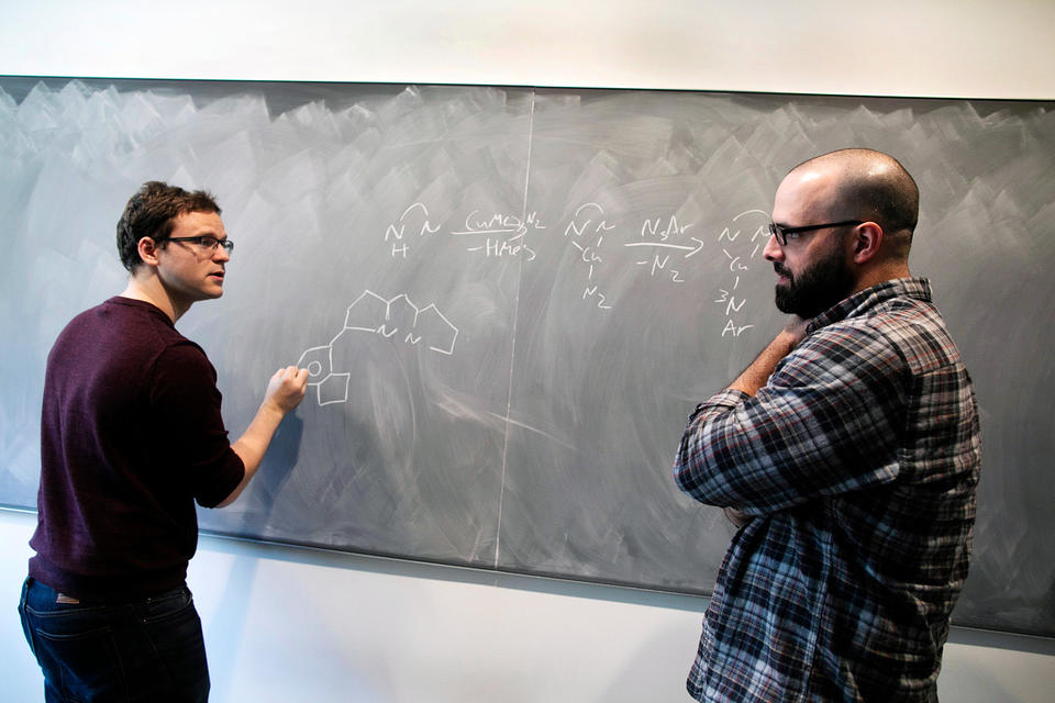 Kurtis Carsch and Ted Betley in the lab